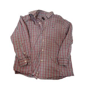 Vineyard Vines Shirt Boys‎ Size 6 Red Blue Plaid Whale Logo Button Down Cotton